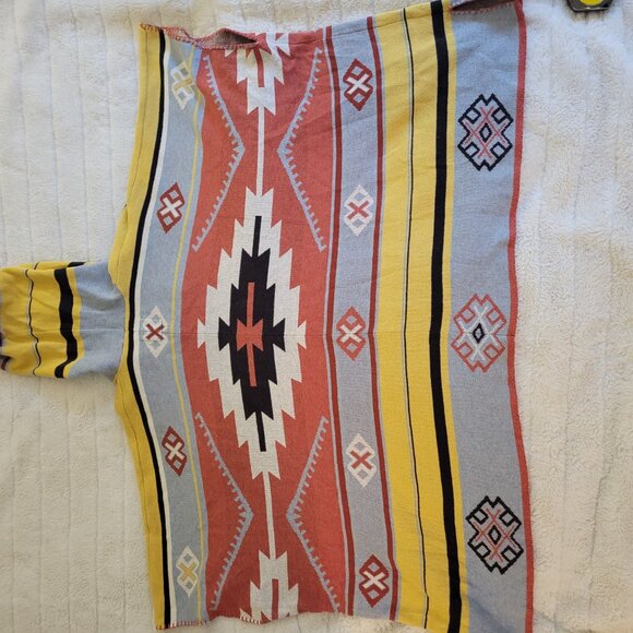 Billabong Hooded Sweater Poncho Boho Aztec Tribal - Picture 5 of 5